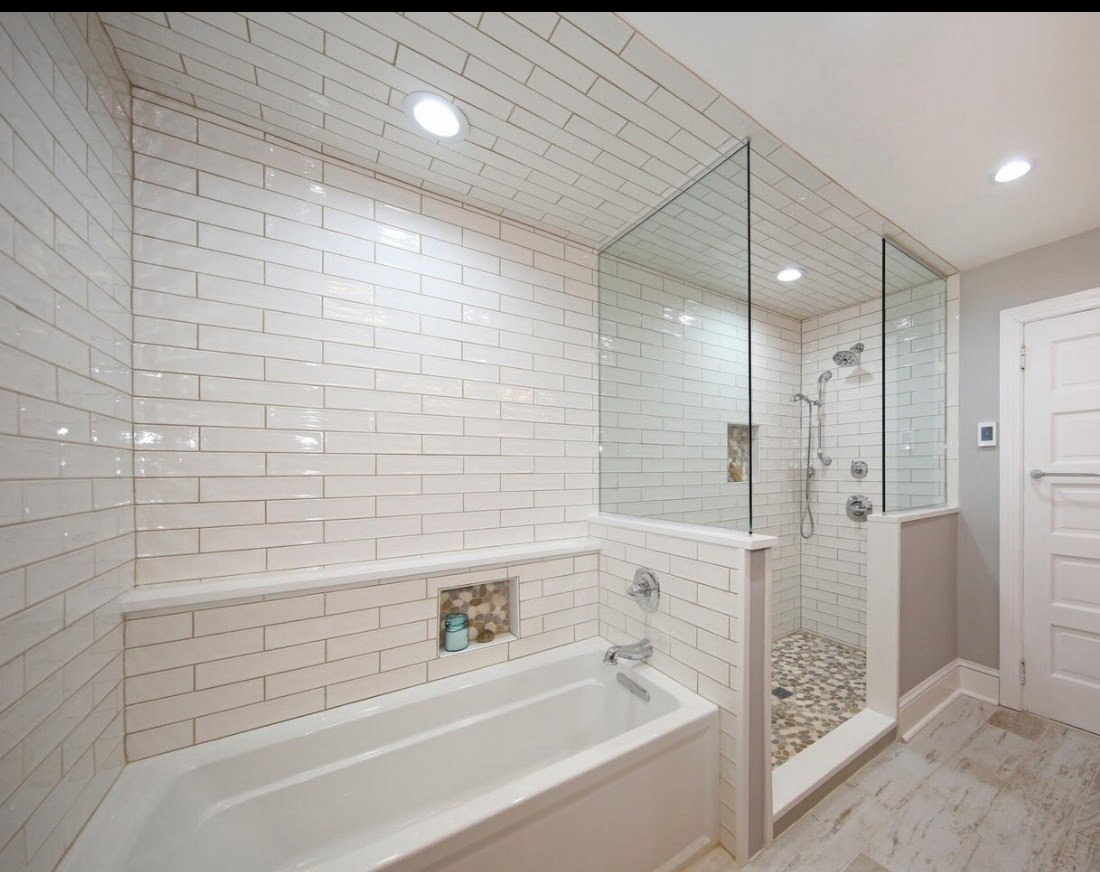 Bathroom remodel with subway tile and glass shower